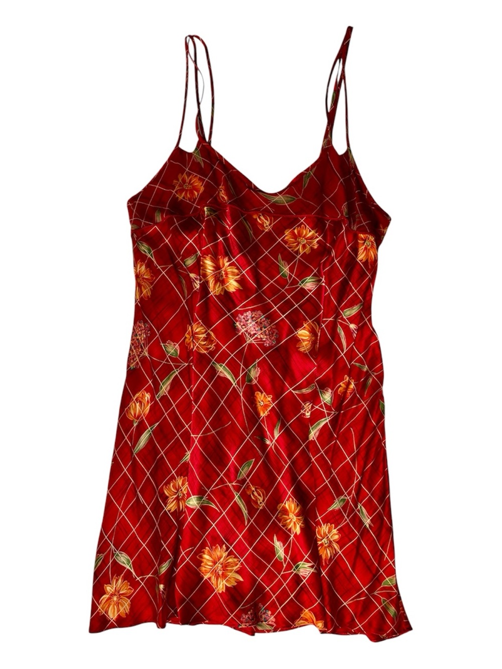 Victoria’s Secret vintage 90’s 100% silk red floral slip dress- Large